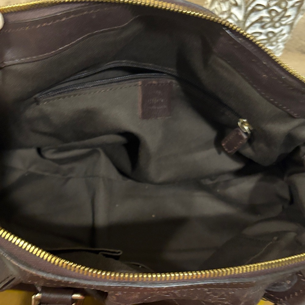 Gucci Dark Brown Embossed Leather Shoulder Bag - Picture 5 of 11